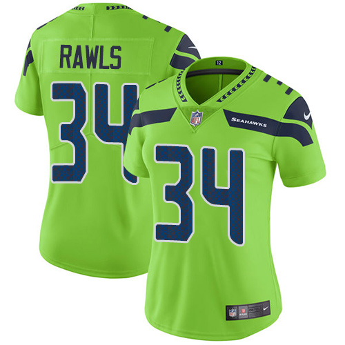 Nike Seahawks #34 Thomas Rawls Green Women's Stitched NFL Limited Rush Jersey - Click Image to Close